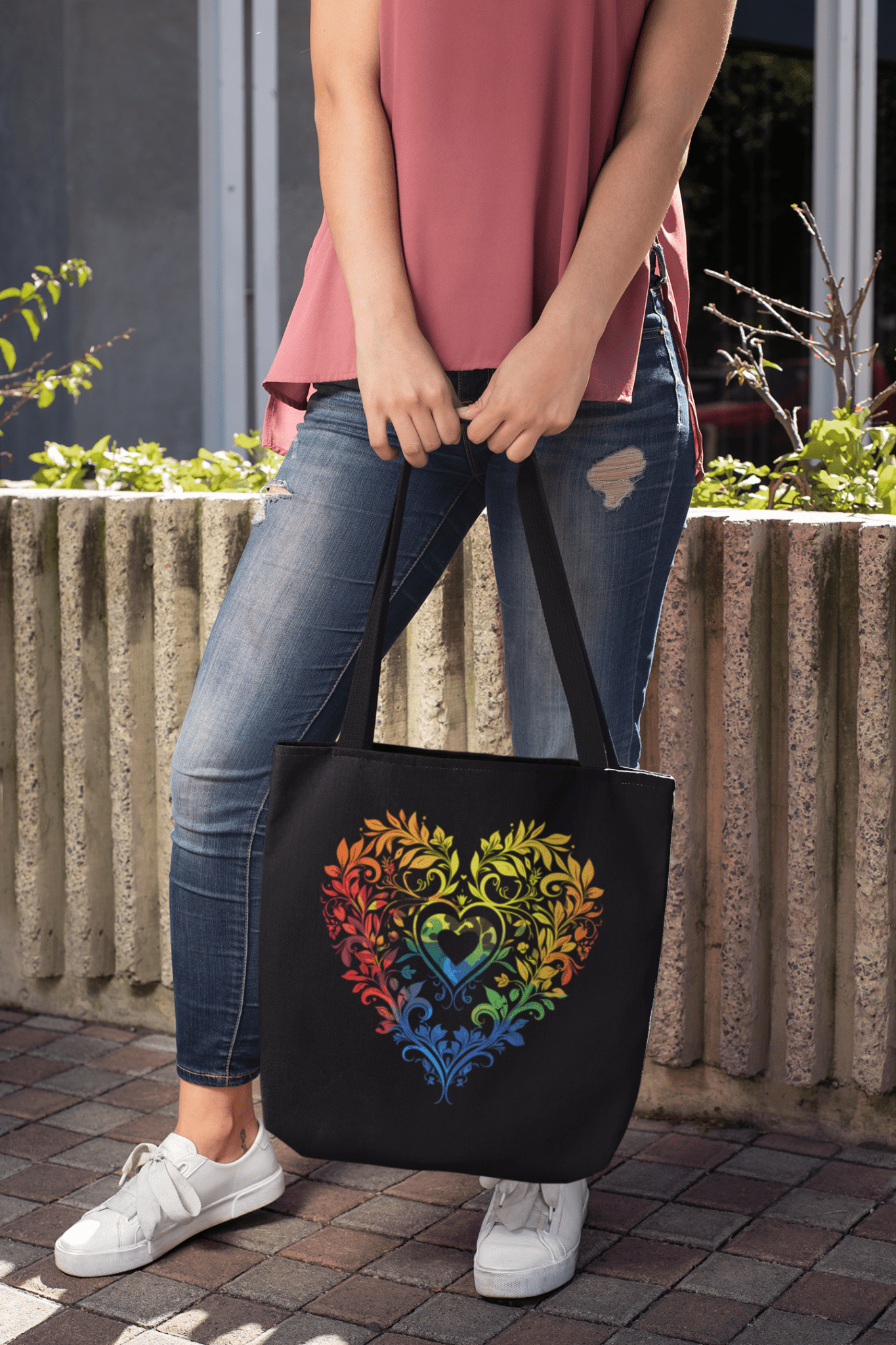 Rainbow Heart Ornament - Tote Bag - Accessories - The Lucky Wombat