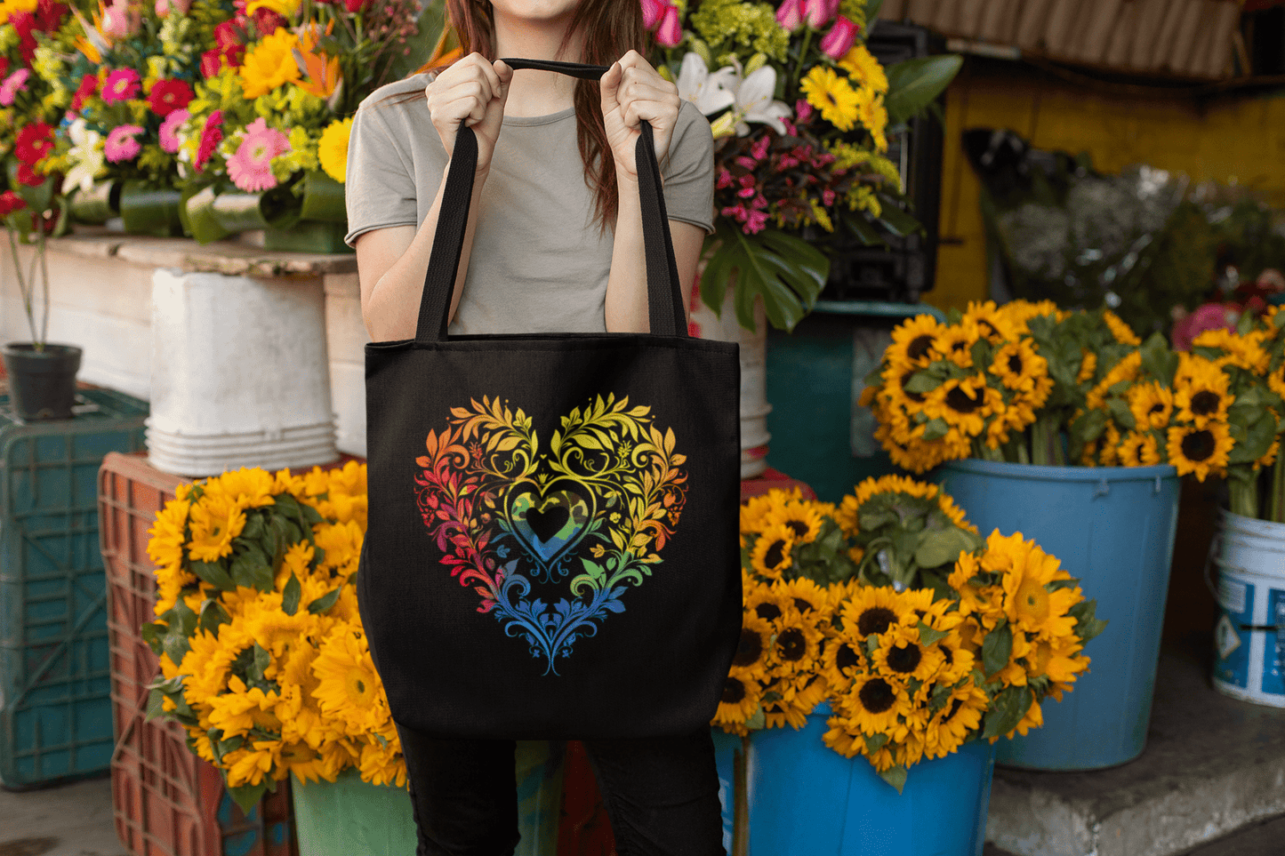 Rainbow Heart Ornament - Tote Bag - Accessories - The Lucky Wombat