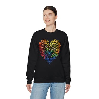 Rainbow Heart Ornament - Unisex Sweatshirt - Sweatshirt - The Lucky Wombat