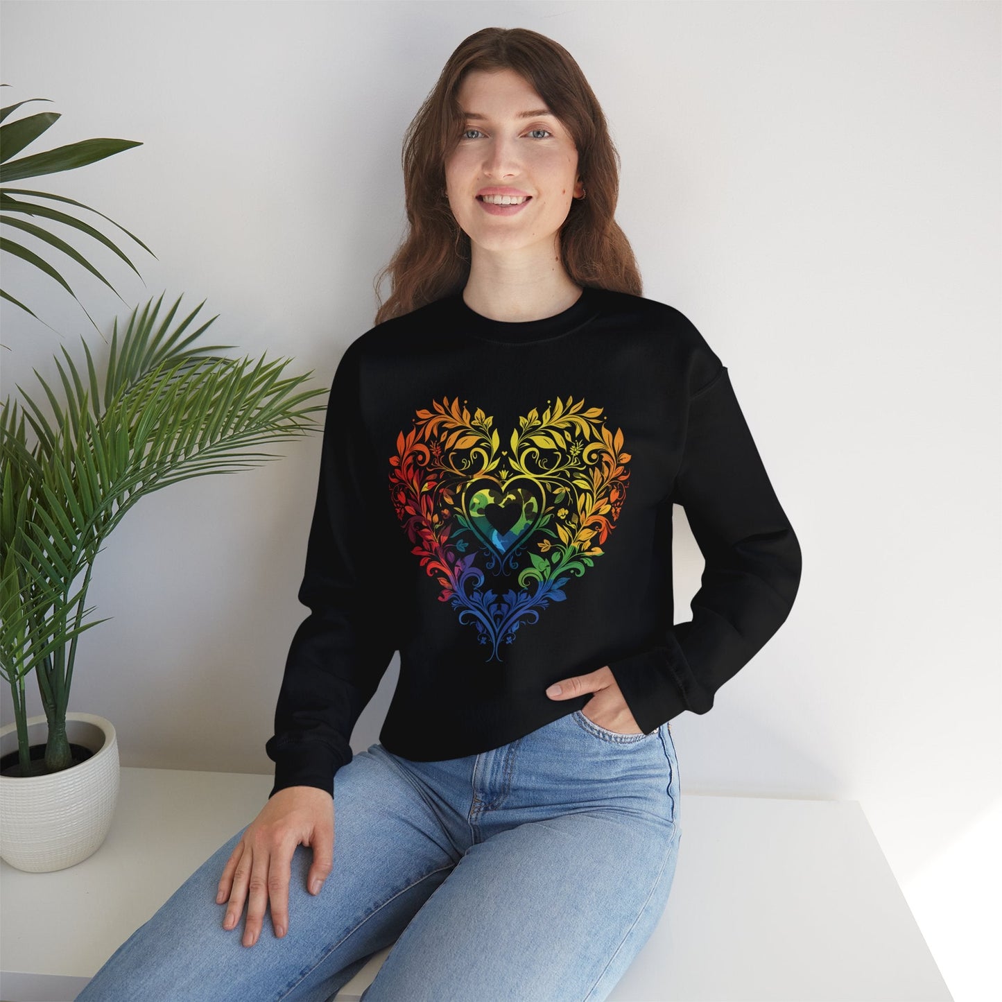 Rainbow Heart Ornament - Unisex Sweatshirt - Sweatshirt - The Lucky Wombat