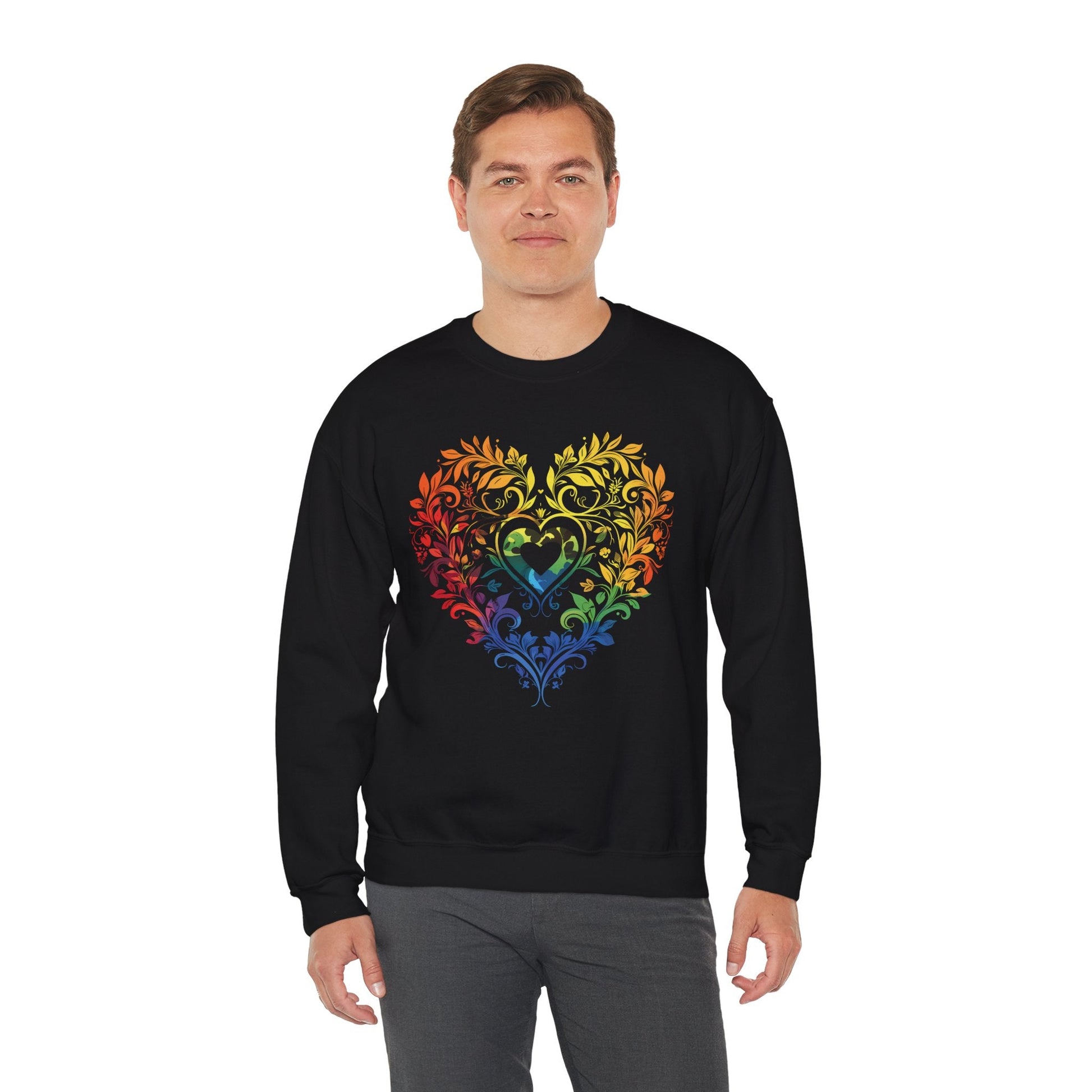 Rainbow Heart Ornament - Unisex Sweatshirt - Sweatshirt - The Lucky Wombat