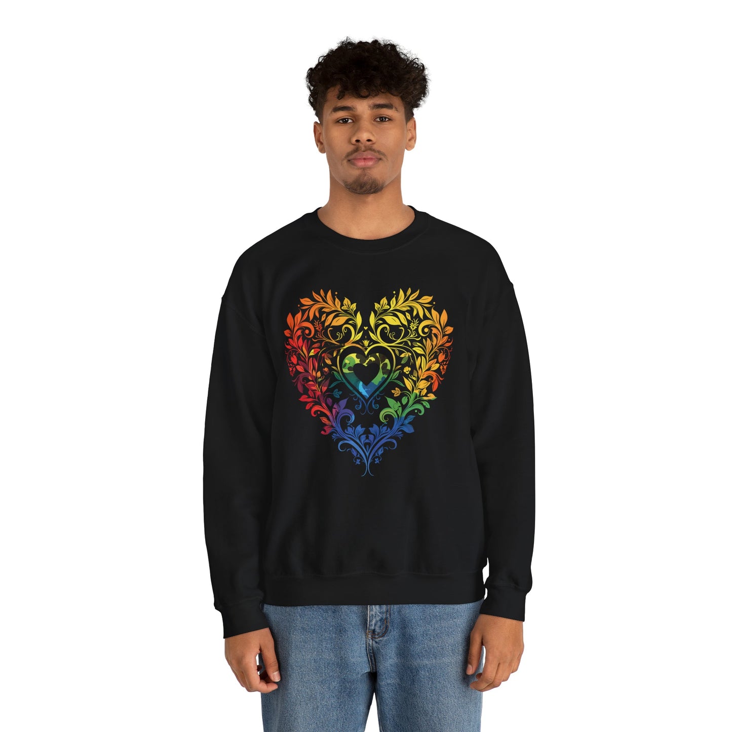 Rainbow Heart Ornament - Unisex Sweatshirt - Sweatshirt - The Lucky Wombat