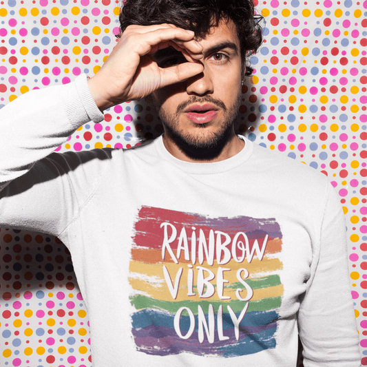 Rainbow vibes only Square - Unisex Sweatshirt - Sweatshirt - The Lucky Wombat