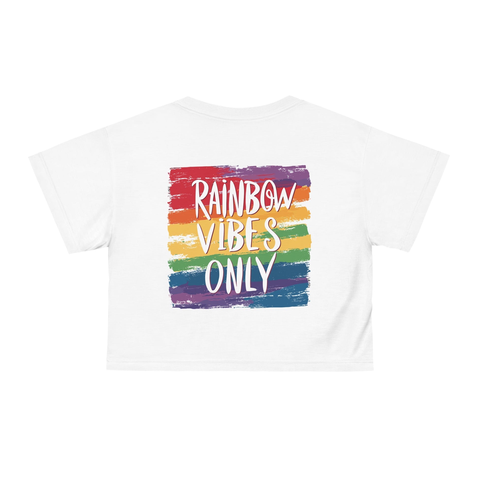 Rainbow vibes only Square - White Crop Top - All Over Prints - The Lucky Wombat