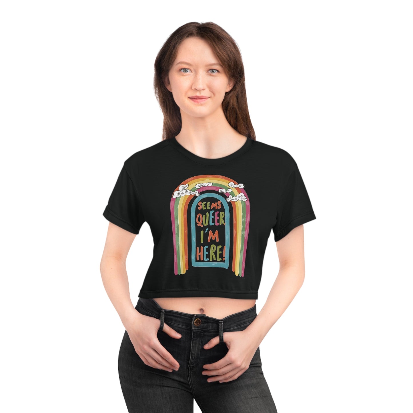 Seems Queer, I'm Here! - Crop Top - All Over Prints - The Lucky Wombat