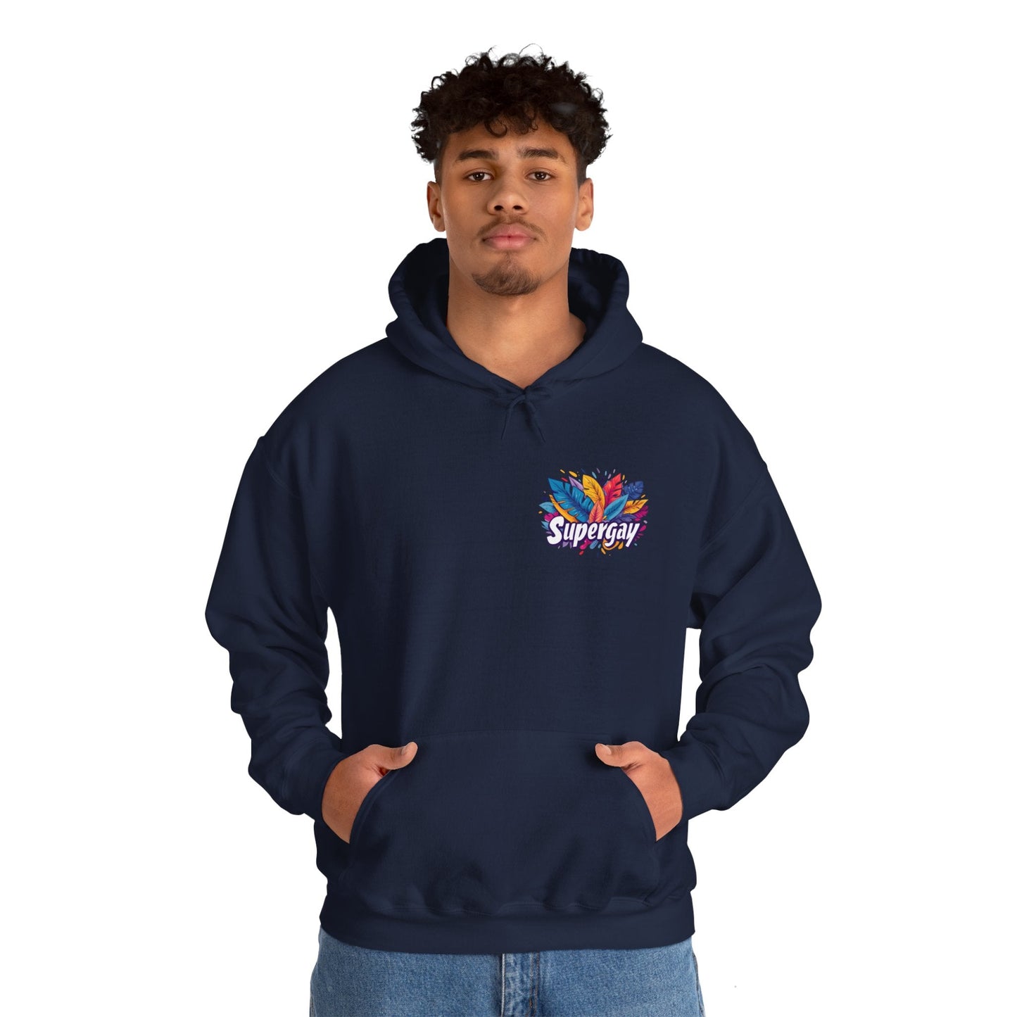 Supergay | heart - side print - Unisex Hoodie - Hoodie - The Lucky Wombat