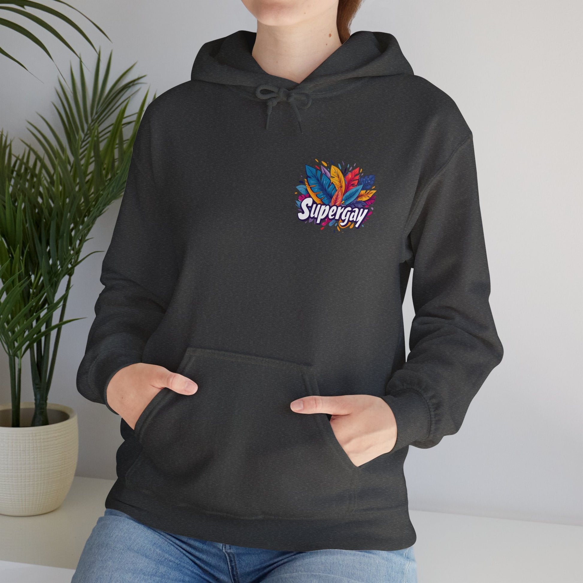 Supergay | heart - side print - Unisex Hoodie - Hoodie - The Lucky Wombat