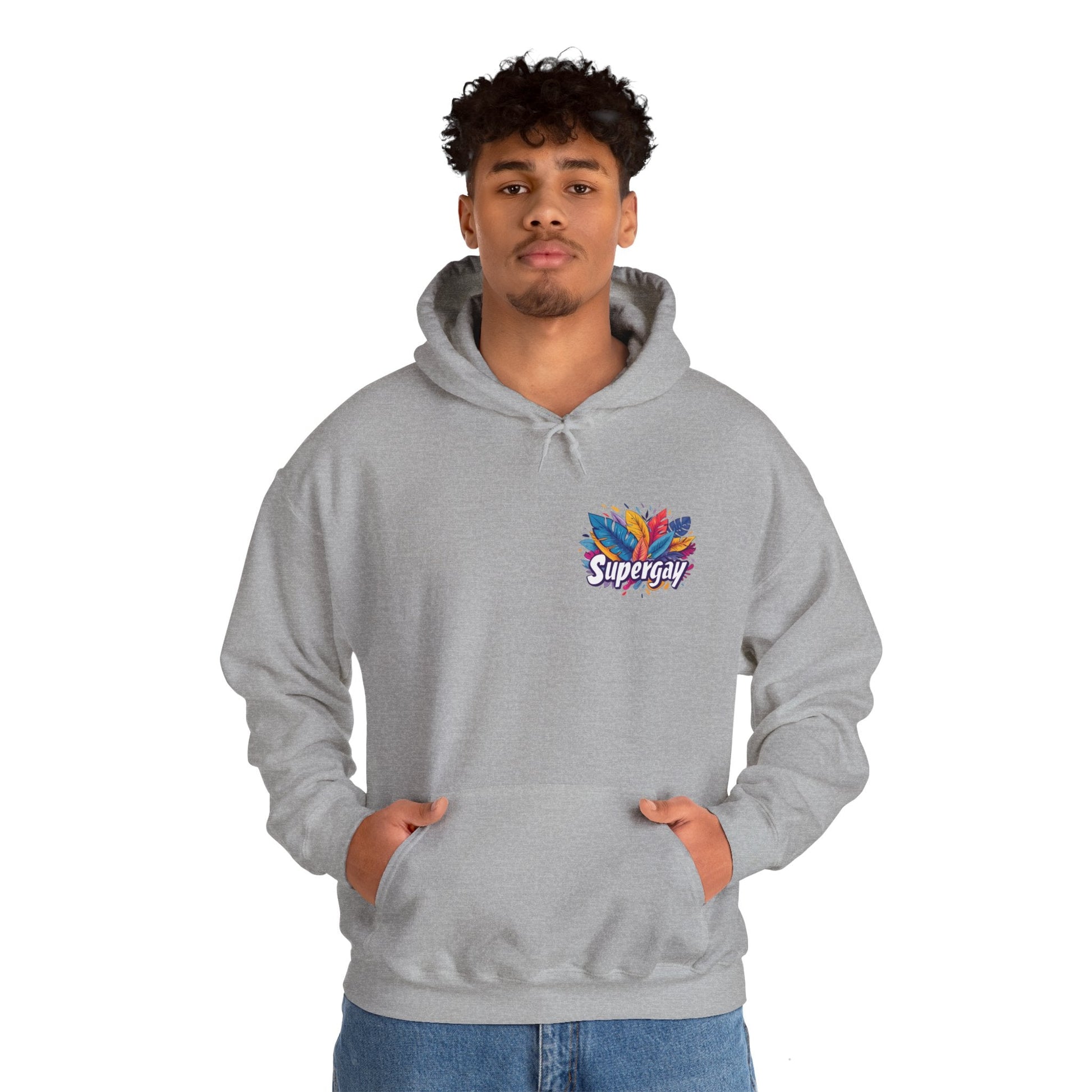 Supergay | heart - side print - Unisex Hoodie - Hoodie - The Lucky Wombat