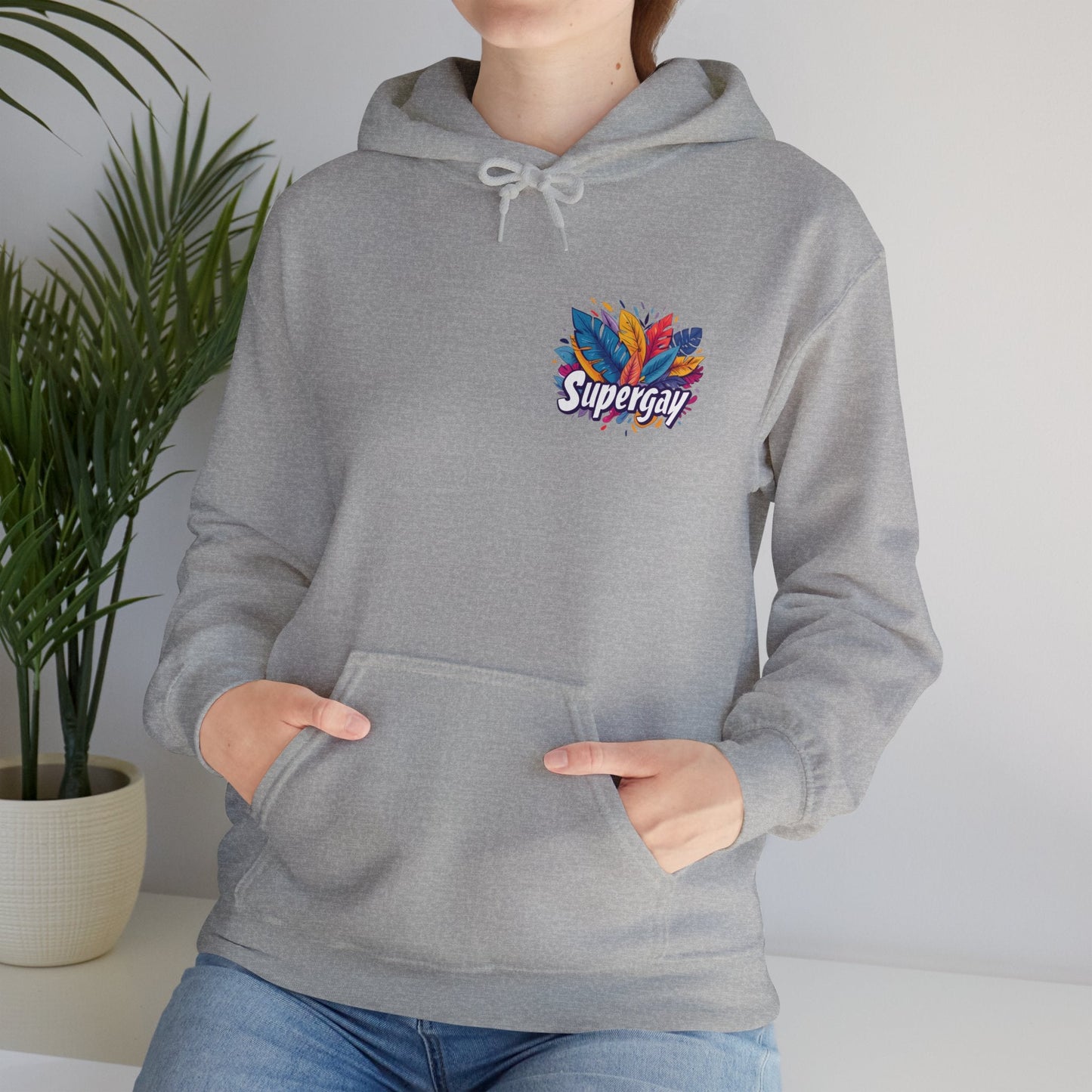 Supergay | heart - side print - Unisex Hoodie - Hoodie - The Lucky Wombat